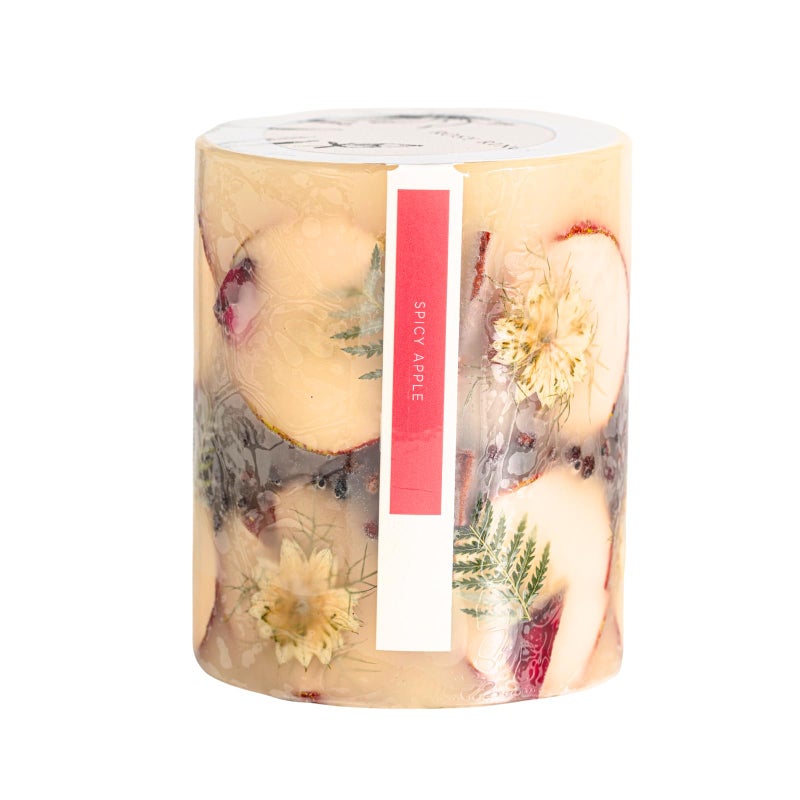 Rosy Rings Small Round Botanical Candle - Spicy Apple 5.5" Burn Time 120 Hours Notes of Cardamom, Cinnamon, Clove, Long Lasting Candles, Candle Gifts - Image 2
